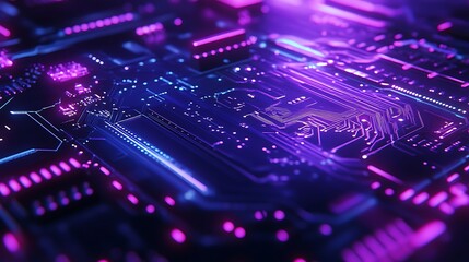 Fototapeta premium High-Tech Neon Technology Glow Circuit Digital Futuristic Abstract Display Illustration