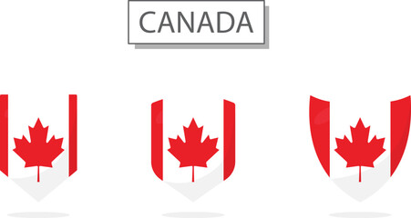 Canada 3d flag icons of 6 shapes all isolated on white background.