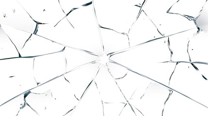 Obraz premium Broken glass on white and transparent background.