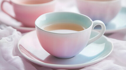 A delicate pastel-colored teacup with a refin