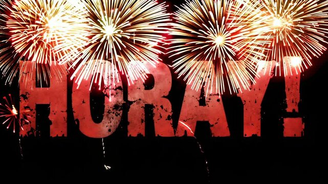 Bold red "HORAY" text with a glowing effect on a black background