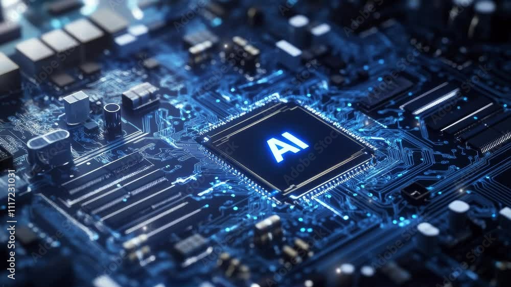 Poster futuristic technology and digital concept. abstract chip with 