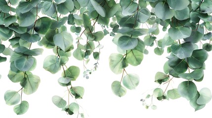 Vibrant watercolor painting of green leaves on a white background, Ai Generative.