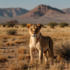 lioness in the savannah