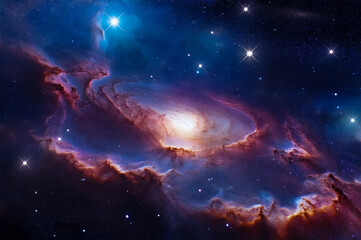 Fototapeta premium Nebel und Galaxien im Weltraum. Abstrakt Kosmos Hintergrund