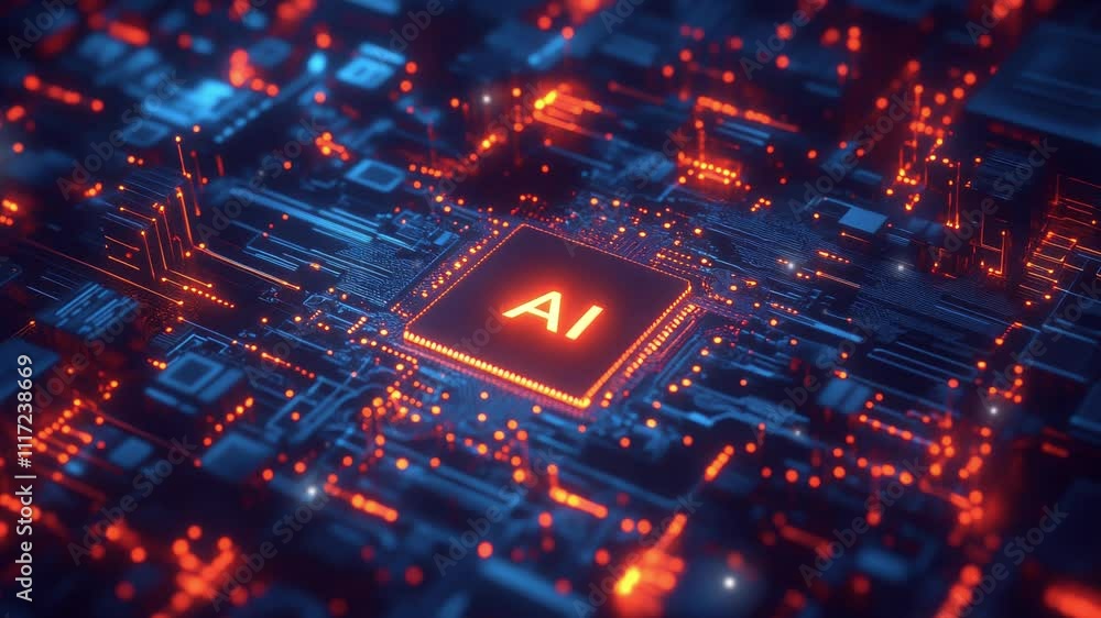 Poster futuristic technology and digital concept. abstract chip with 