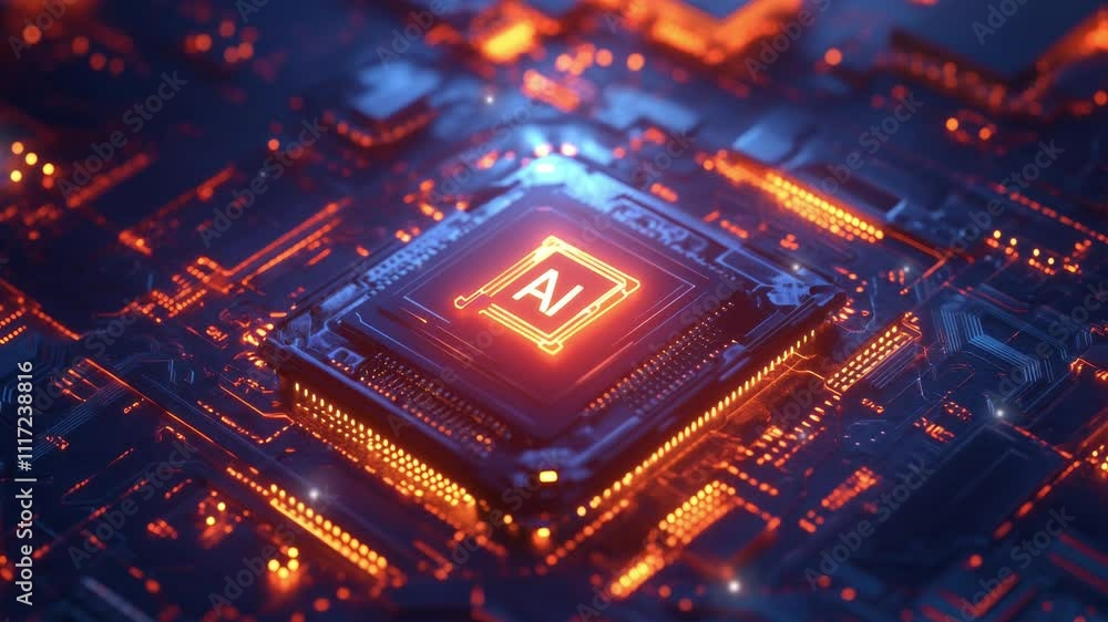 Poster futuristic technology and digital concept. abstract chip with 