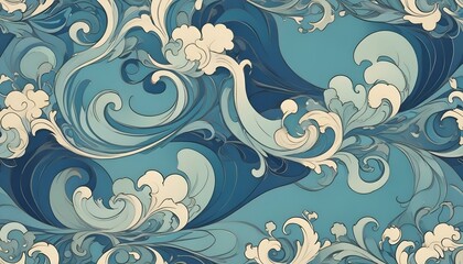 Clear Plain Shiny Warm Soft Vintage Bokeh Cloudy Wave Like Geometric Blue Background or Texture