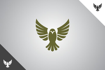 Bird minimalis logo with 2 color options. An animal and pet symbol. Black solid color logo. Minimal logotype and sign. Eps 10.