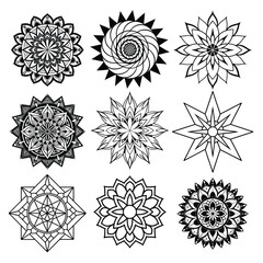 Obraz premium Collection of Mandala Vector Illustrations in black and white 