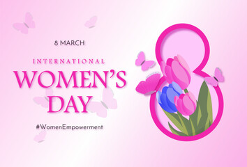 Beautiful International Women’s Day Artwork with Inspirational Text and Colorful Flower Decorations