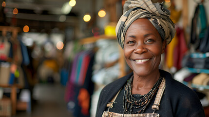 Obraz premium Smiling portrait of a happy female african and american women ai