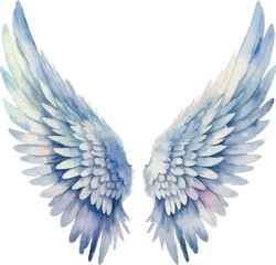Fototapeta premium Rainbow angel wings watercolor illustration isolated on white background