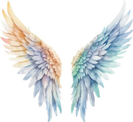 Obraz premium Rainbow angel wings watercolor illustration isolated on white background