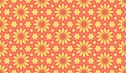 Cheerful Sunflower Floral Seamless Pattern.