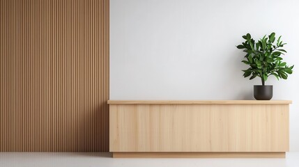 Scandinavianstyle hotel reception with light wood furniture, simple lines, and a neutral color palette, Scandinavian reception, bright, airy design