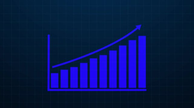 Abstract business graph incresed and profit direction. Business graph chart bar growth report and arrow growth, success business graph business arrow up animation