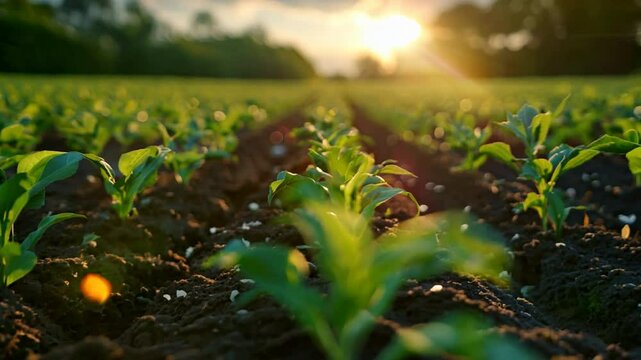 Farmers cultivating biofuel crops like switchgrass and algae, supporting bioenergy initiatives for a greener future. VDO 4k ProRes