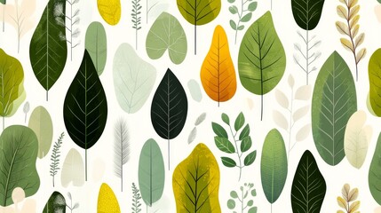 Tropical-inspired repeating pattern with monstera and palm leaves in olive hues on a white background, creating a fresh and seamless design. 