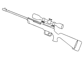 Continuous One-Line Drawing of a Sniper Rifle - Minimalist Weapon Design