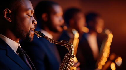 Jazz Musicians Creating Rhythm Perfection in a Dimly Lit Club, Capturing the Essence of Live Music.