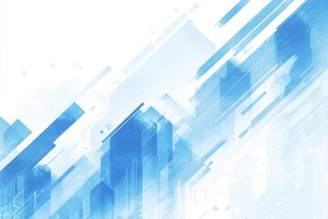 Fototapeta premium Abstract blue cityscape, dynamic lines. Ideal for tech, future, and progress themes.