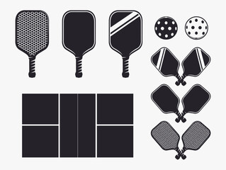 Pickleball equipment vector on white background