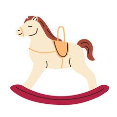 Christmas tree rocking horse. Xmas wood toy. Holiday decoration