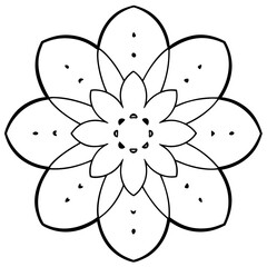 black and white flower, potato-mandala-floral-vector-illustration
