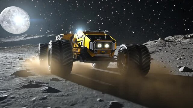 Ion-powered space mining robots extracting resources from asteroids with energy-efficient propulsion.