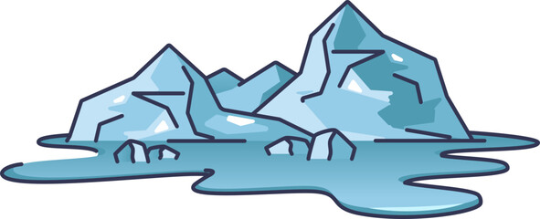 Melting icebergs symbolize climate change and rising sea levels.