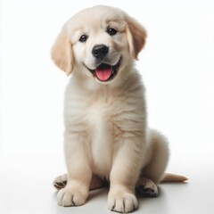 golden retriever puppy seat on the ground