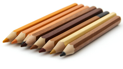 Colorful wooden colored pencils isolated on white background.