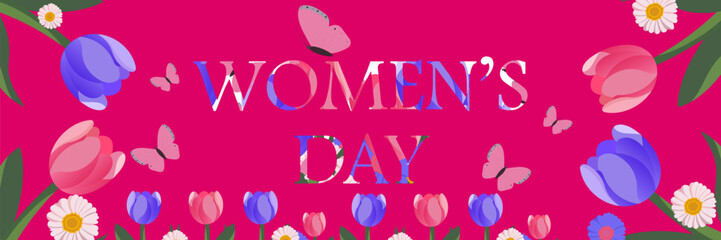 Beautiful International Women’s Day Artwork with Inspirational Text and Colorful Flower Decorations