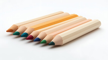 Fototapeta premium Colorful wooden colored pencils isolated on white background.