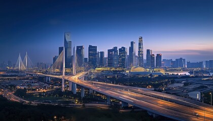 Obraz premium city skyline at night 