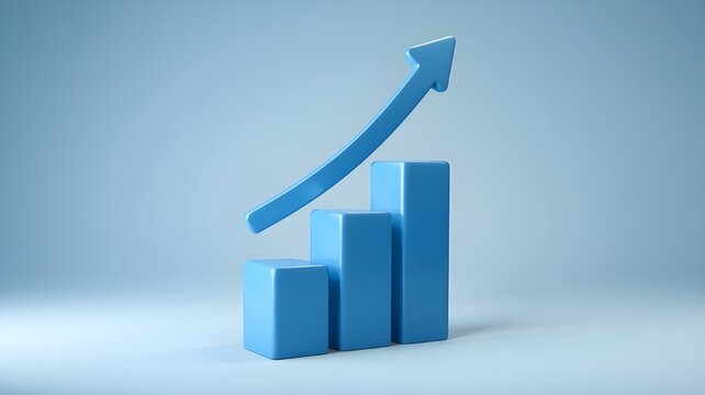 3d business graph and arrow up, growth finance economy business financial data