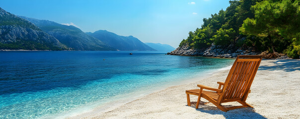 Serene Beach Chair Landscape Illustration