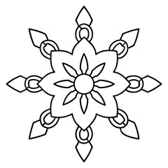 black and white flower, chain--mandala-floral-vector-illustration-white