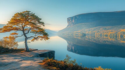 Serene Mountain Landscape at Golden Hour