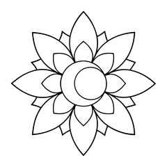 illustration of lotus flower, moon-mandala-floral-vector-illustration