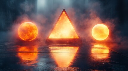 Neon Geometric Shapes Glowing Brightly