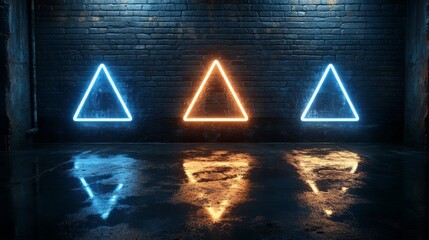 Neon Geometric Shapes Glowing Brightly