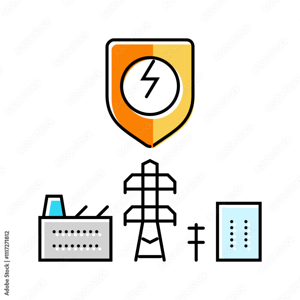Poster monitoring electric grid color icon vector. monitoring electric grid sign. isolated symbol illustrat