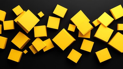 Vibrant Yellow 3D Geometric Shapes Abstract