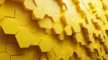 Vibrant Yellow 3D Geometric Shapes Abstract
