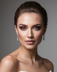 Naklejka premium Beautiful bride- bridal hairstyle- bridal portrait
