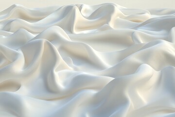 Obraz premium Soft, elegant white satin fabric draped with gentle folds and curves.