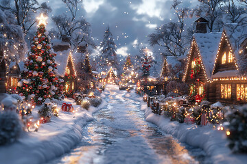 magical Christmas snowfall featuring a snowy