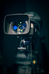 professional television camera in tv studio for filming shows.
